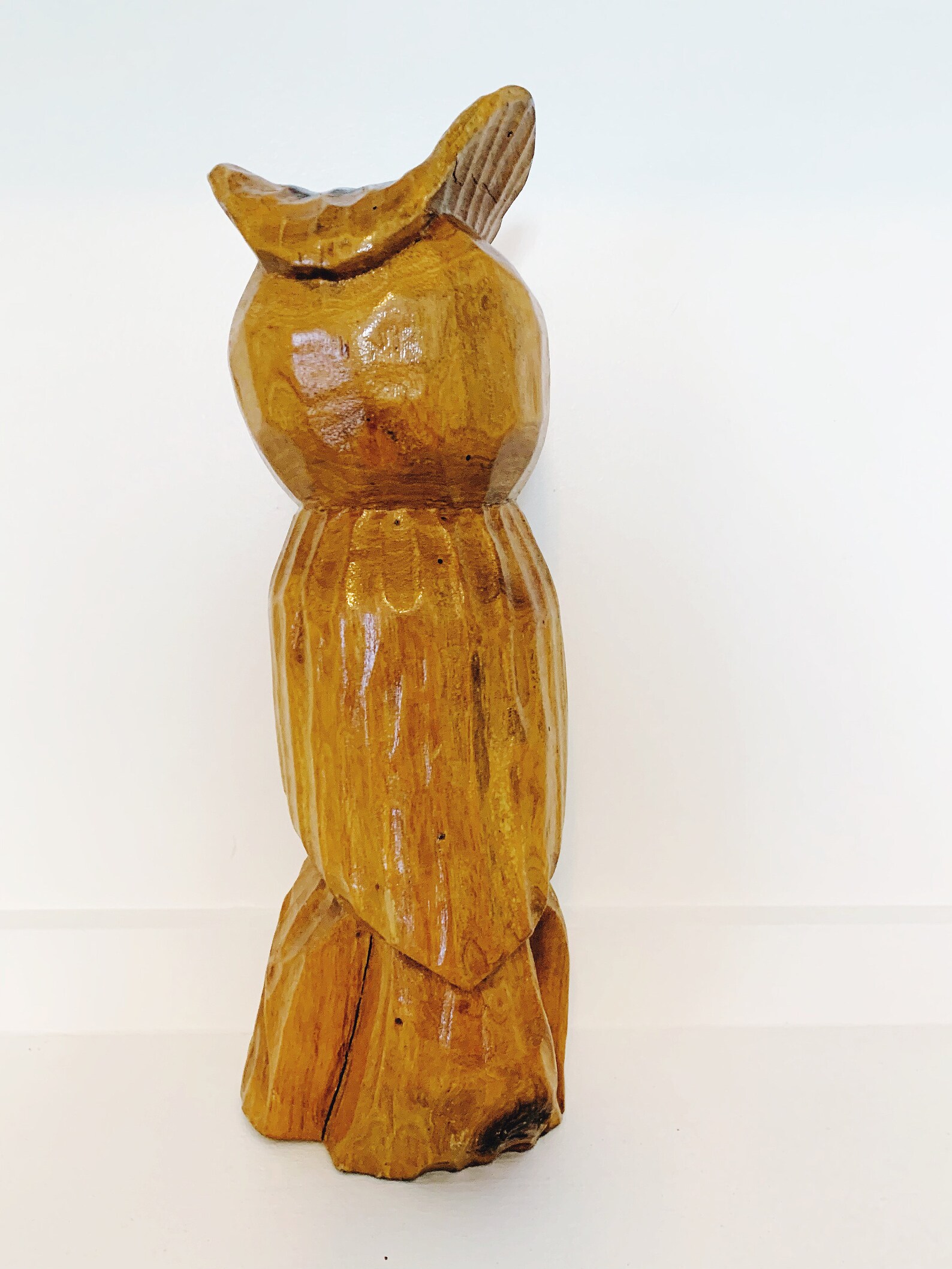 Vintage Owl Statue Wooden Owl Hand Carved Wooden Owl Statue Etsy