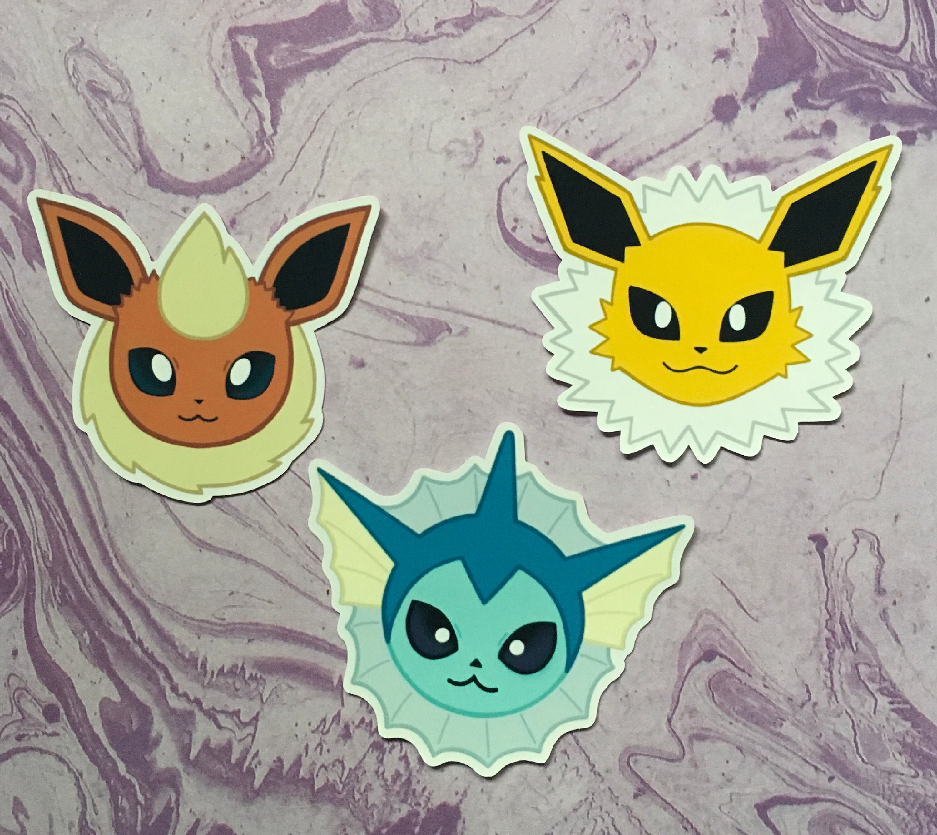 Neon Shiny Eevee Evolution Pack all 9 Pokemon Stickers 