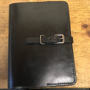 Genuine full grain leather A5 notebook cover and notebook image 1