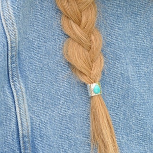 Turquoise Hair Cuff - Sterling Silver - Ponytail Cover (Singel Cuff)