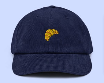 Corduroy baseball cap with croissant embroidery (various colours)