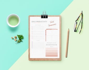 Daily Productivity Planner with Eisenhower Matrix (Digital Download) A4 and US Letter