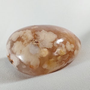 Large Flower Agate Palm Stone - 351 - Madagascar Crystal (2.5&quot; x 2&quot;), Natural Flower Agate Stone, Odd Pear Shape, Nice Blooms, Great Color