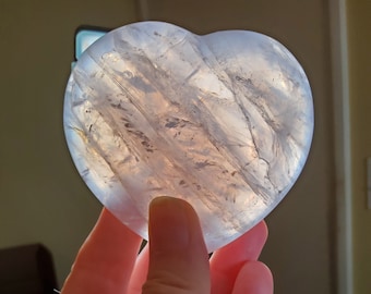 Blue Rose Quartz Heart: Rainbow Crystal for Love (2.5x3&quot;, 9.9oz)