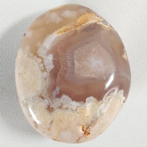 Translucent Flower Agate Palm Stone - 355 - Madagascar Crystal (2-1/4&quot; x 1-3/4&quot;), Natural Flower Agate Stone, Gorgeous Pattern, Beautiful