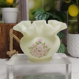 Fenton Custard Uranium Glass Vase Hand Painted - Etsy