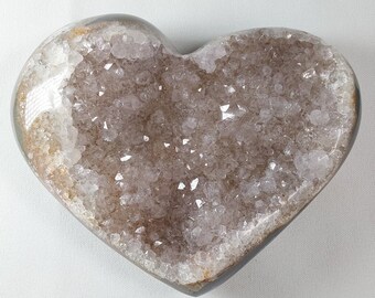 Pale Amethyst/Calcite Carved Heart - 020 - Carved Hearts, Amethyst Hearts, Carved Amethyst Hearts, Valentines Day Gift, Crystal Hearts, Love
