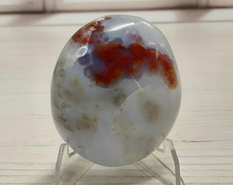 8th Vein Blue Ocean Jasper Palm Stone - 495 - Beautiful Patterns, Ocean Blues, 3d Red, Ocean Energy, Calming Energy, Inclusions