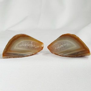 Banded Brazilian Agate Slice: Multicolored Druzy Stone