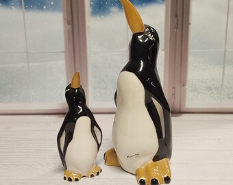 Large Vintage Ceramic Penguin and Baby - SA172 - Ceramic, Mama and Baby, 1979, Signed, Tuxedo Bird, Gift Idea, Penguin Collection, Penguins