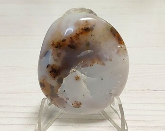 8th Vein Blue Ocean Jasper Palm Stone - 494 - Beautiful Patterns, Ocean Blues, Sandy Browns, Ocean Energy, Calming Energy, Inclusions