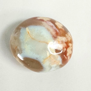 Flower Agate Palm Stone - 508 - Madagascar Crystal (2.25&quot; x 2.25&quot;, 5oz), Natural Flower Agate, Beautiful Electric Blue on One Side, Gift