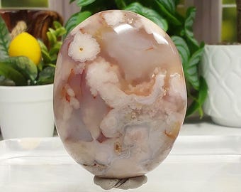 Large Flower Agate Palm Stone - 510 -  Agate Palm Stone, Crystal Palm Stones, Agates, Large Agate Palm Stones, Quality Flower Agate