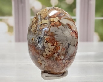 Small Mosaic Jasper Palm Stone - 1567 -Mosaic Jasper, Stunning Quartz Patterns, Sunset Colors, Perfect Gift Idea, Quality Jasper