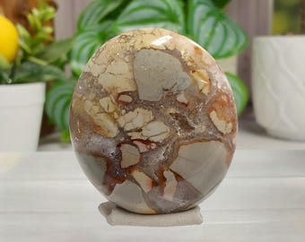 Small Stunning Mosaic Jasper Palm Stone - 1546 -Mosaic Jasper, Stunning Quartz Patterns, Sunset Colors, Perfect Gift Idea, Quality Jasper