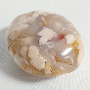 Large Flower Agate Palm Stone with Druzy - 370 - Madagascar Origin, Natural Flower Agate, Beautiful Blooms, Sparkly Druzy Cave, Gift Idea
