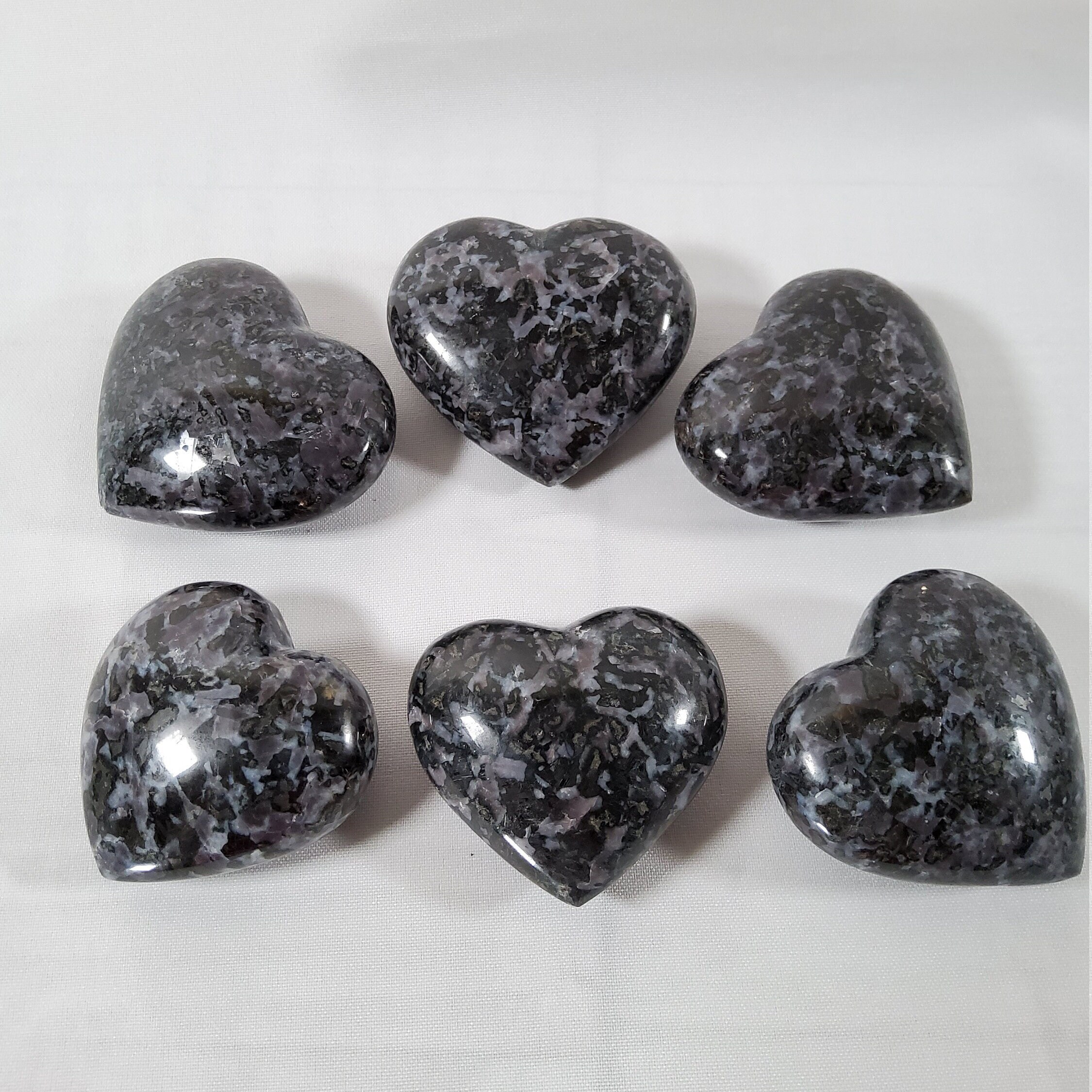 Indigo Gabbro "Merlinite" Heart: Mystic Palm Stone