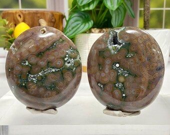Gorgeous Veinless Ocean Jasper Twin Palm Stones - 215 - Quality Ocean Jasper, Purple Ocean Jasper, Veinless Ocean Jasper Palms , Natural