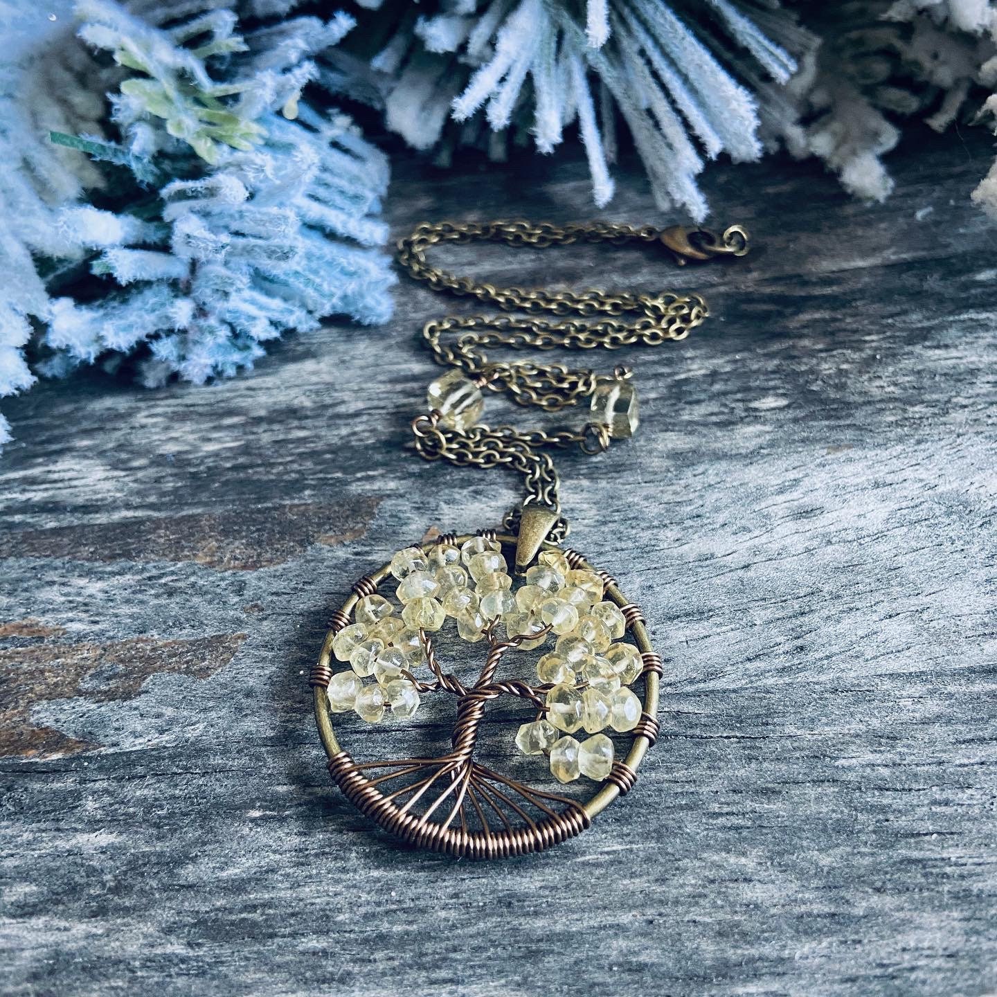 Tree of life pendant necklace Citrine tree of life chain | Etsy