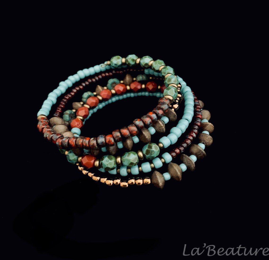 Memory wire beaded bracelet Wrap around bracelet Boho Etsy