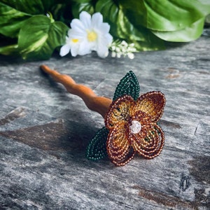 Flower Hair Pick - Beaded Hair Stick - Shawl Stick - Flower Beaded Hair Stick - Flower Hair Stick - Beaded Hair Piece - Beaded Hair Pick
