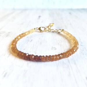 Gold Garnet Bracelet - Small Gold Bracelet - Solid 14k Gold Bracelet - Gemstone Wrap Bracelet - Ombre Bracelet - January Birthstone Bracelet