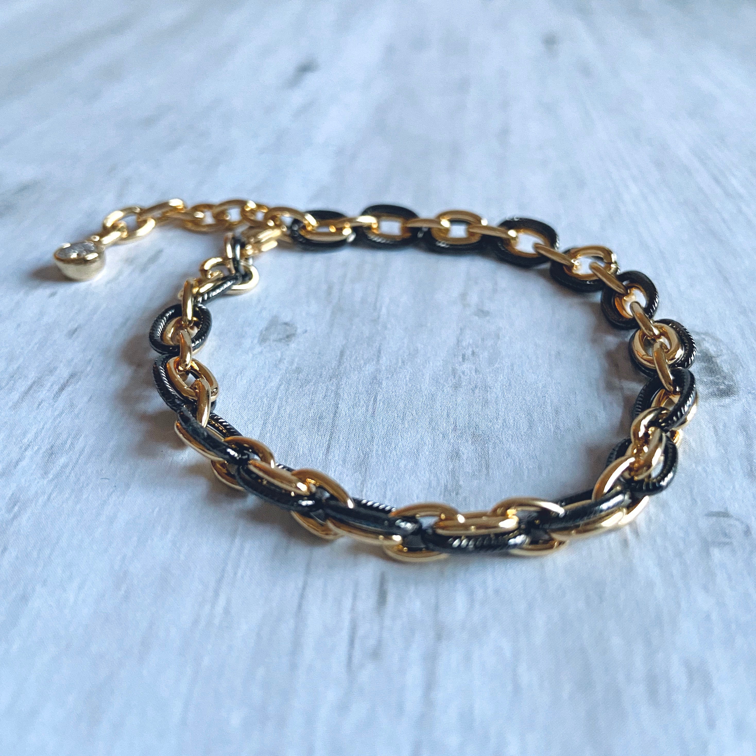 Black and Gold Chain Link Bracelet Gold Wrap Bracelet Mixed Etsy Canada