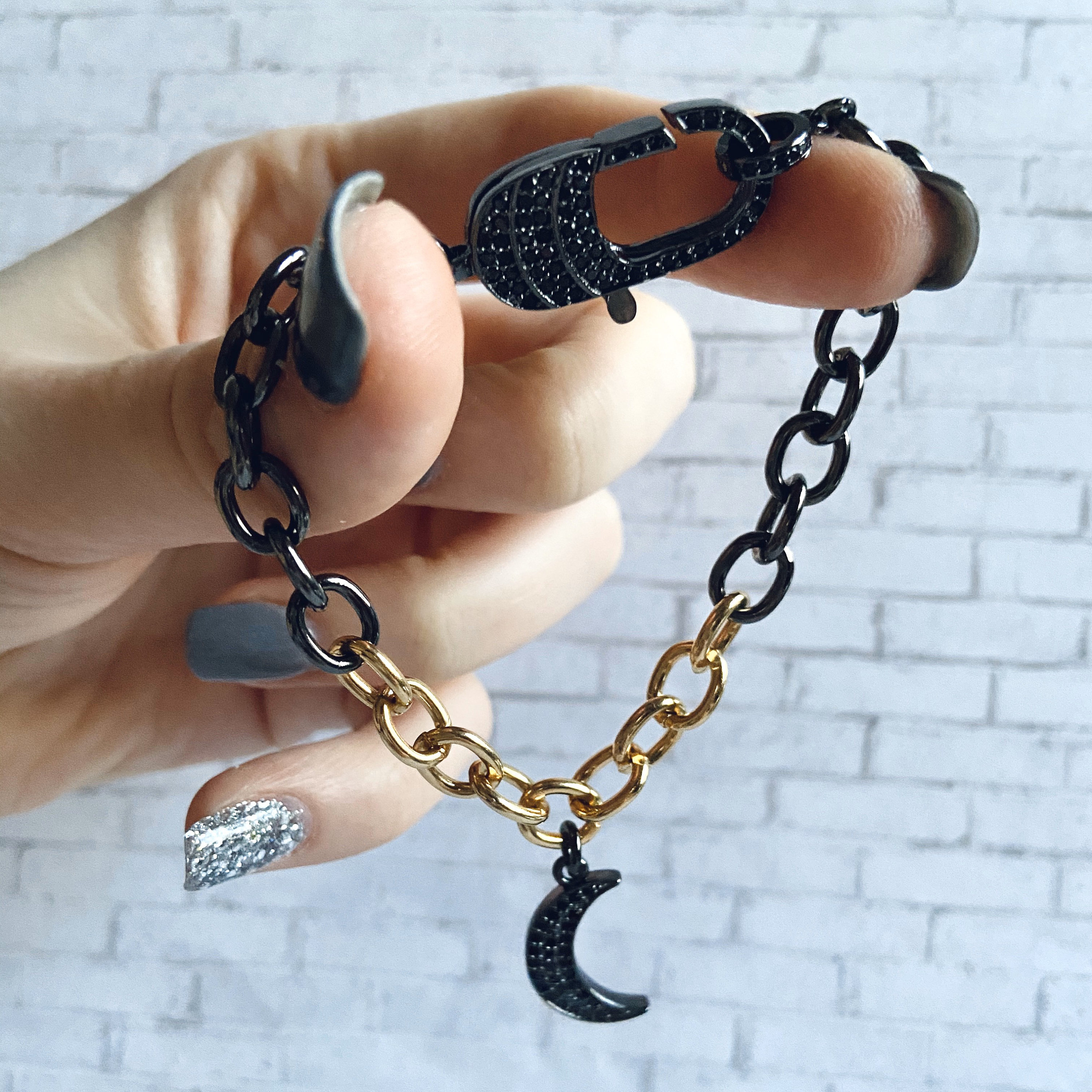 Black and Gold Chain Link Bracelet Gold Wrap Bracelet Mixed Etsy