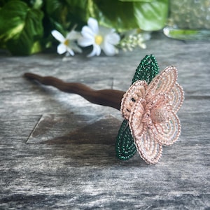 Flower Hair Pick - Beaded Hair Stick - Shawl Stick - Flower Beaded Hair Stick - Flower Hair Stick - Beaded Hair Piece - Beaded Hair Pick