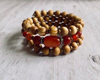 Gemstone Wrap Bracelet - Memory Wire Bangle - Memory Wire Agate Bracelet - Wrap Around Boho Bracelet - Memory Wire Wrap Bracelet
