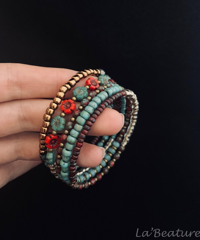 Memory Wire Bangle Memory Wire Cuff Bracelet Wrap Around Boho Bracelet