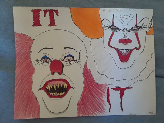 It Pennywise Colored Pencil Drawing Etsy