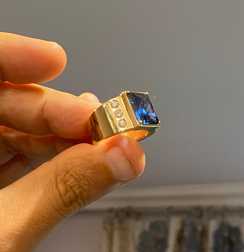 18k Diamond Gold Ring 750 Hallmark Stamped Custom made Mens Etsy