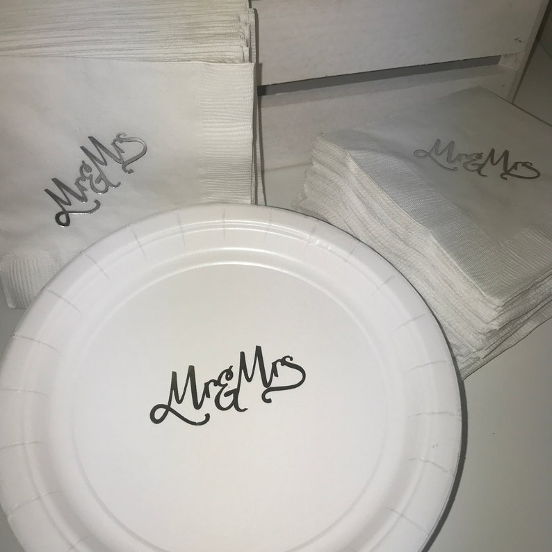 Mr and Mrs Personalized Dessert Plates Cursive Font 24 pack Etsy