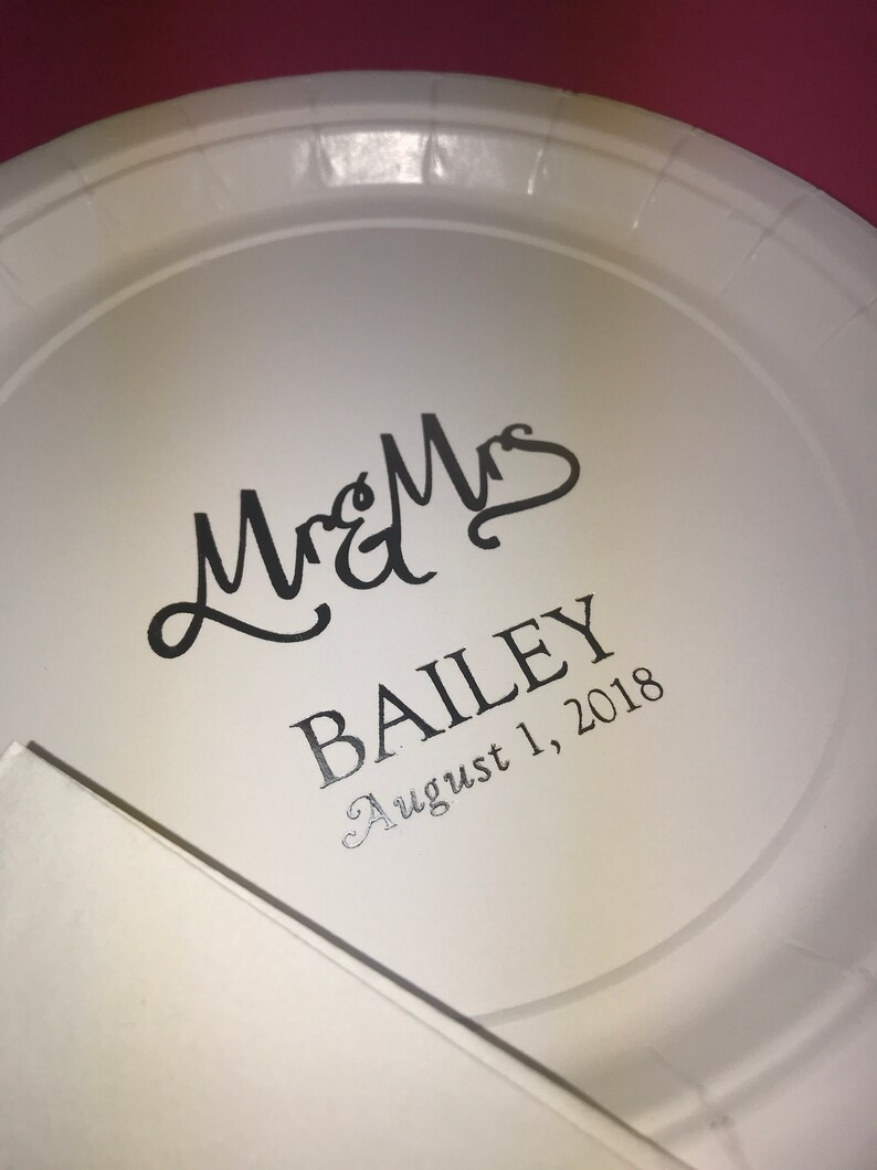 Mr and Mrs Personalized Dessert Plates Cursive Font 24 pack Etsy