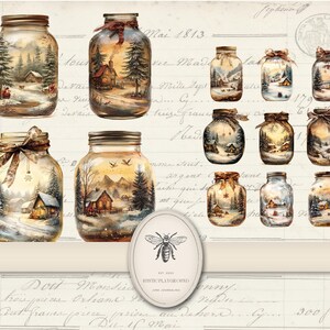 Christmas Scene in a Mason Jar Printable Hang Tags - Set of Festive ...