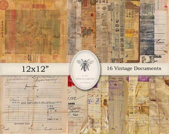 Digital Vintage Receipts, Invoices, Documents, Travel Slips, Printable Ephemera for Junk Journals, Digital Ephemera Download