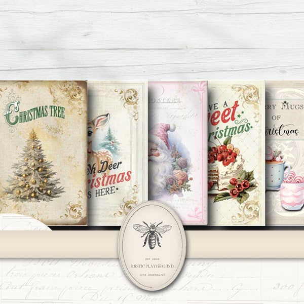 Christmas Mini Book, Little Project, Mini Junk Journal, Miniature Santa, Vintage Mini Book, Printable Kit, Digital Kit