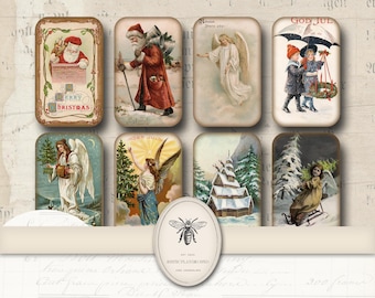 Altoid Tin Printable Cards, Christmas Ephemera Collage, Junk Journal Supplies, Holiday Printables