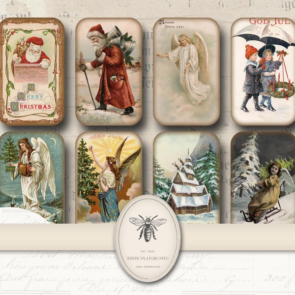 Altoid Tin Printable Cards, Christmas Ephemera Collage, Junk Journal Supplies, Holiday Printables