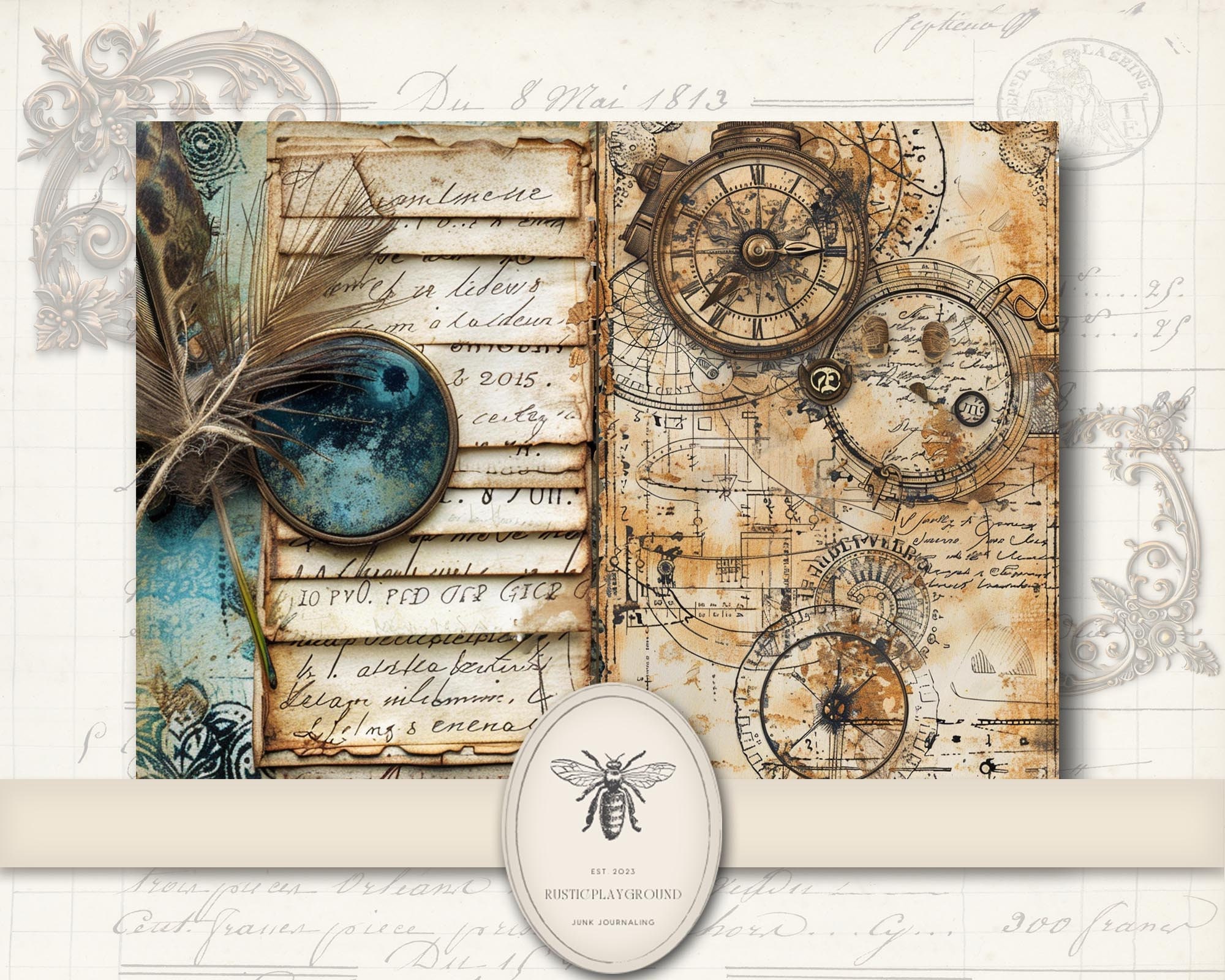 Steampunk Junk Journal Pages, Digital Industrial Paper, Victorian ...