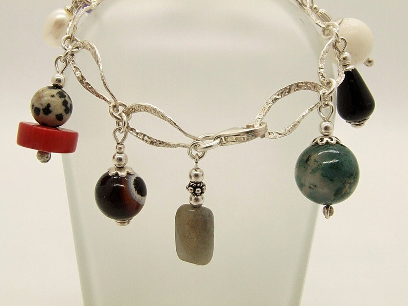 Gifts Of The Earth Sterling Silver Bracelet With Gemstone Charms 2