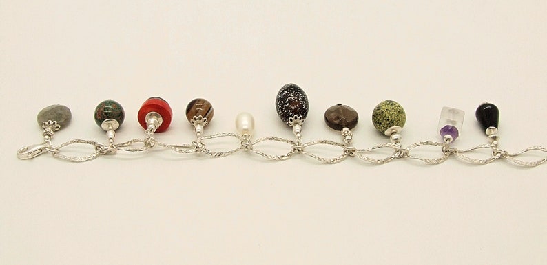 Gifts Of The Earth Sterling Silver Bracelet With Gemstone Charms 2