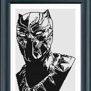 Black Panther Cross Stitch Pattern 2, Wakanda forever stitch, Pdf Instant Download