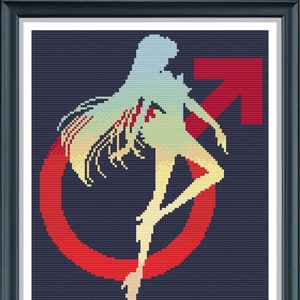 Sailor Mars cross stitch Pattern, Sailor Moon cross stitch, Anime Stitch, Easy cross stitch Pdf File, Instant Download