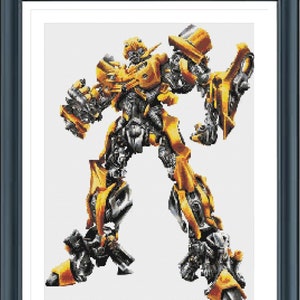 BumbleBee Cross Stitch Pattern, Robot Bumblebee cross stitch, Pdf Instant Download