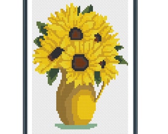 SunFlowers Cross Stitch Pattern, Flowers Cross Stitch Pattern, Bouquet cross stitch,  Pdf instructions, Instant Download