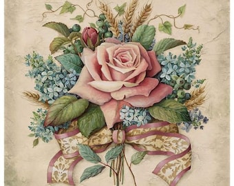 Rose Cross Stitch Pattern, Flowers Cross Stitch, Vintage Rose Bouquet Cross Stitch, Pdf instructions, Instant Download