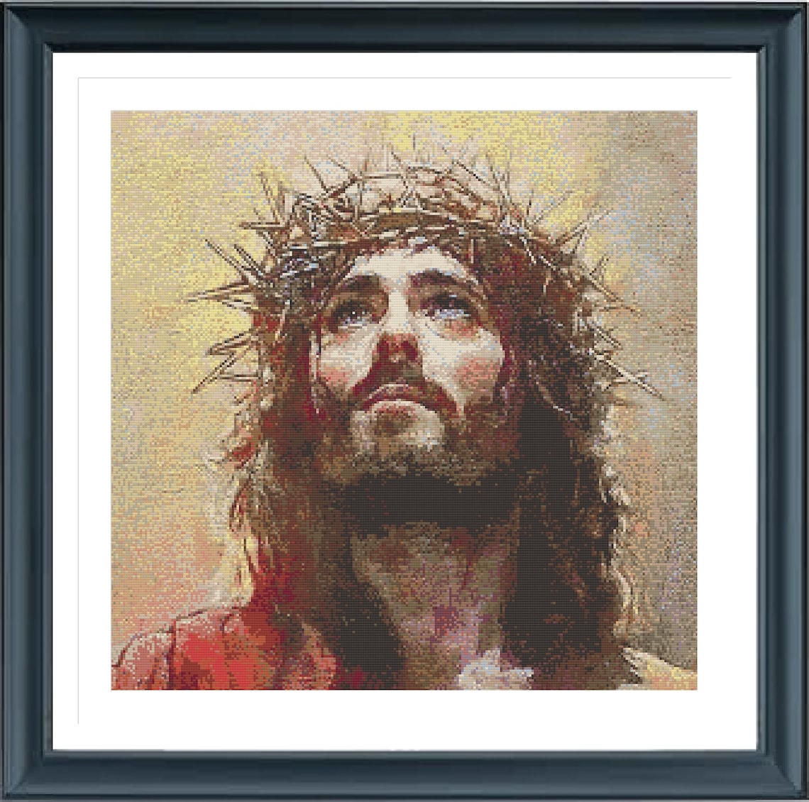 Jesus Christ Cross Stitch Pattern Jesus Crown of Thorns Cross Etsy