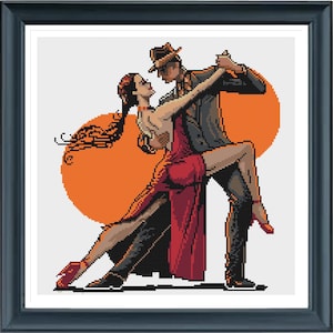 Tango cross stitch pattern, Easy Tango cross stitch pattern, Dance Cross Stitch Pattern, Couple dancing Tango Pdf, Instant Download